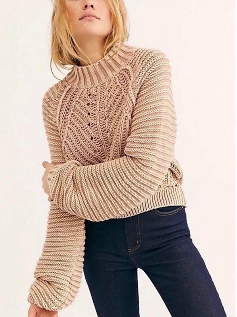 Free People Sweetheart Sweater in Taupe